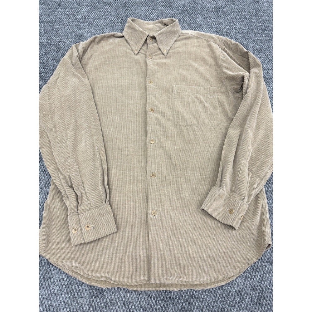 Ermenegildo Zegna Sport Men's Medium Beige Corduroy Button Up Shirt Cotton